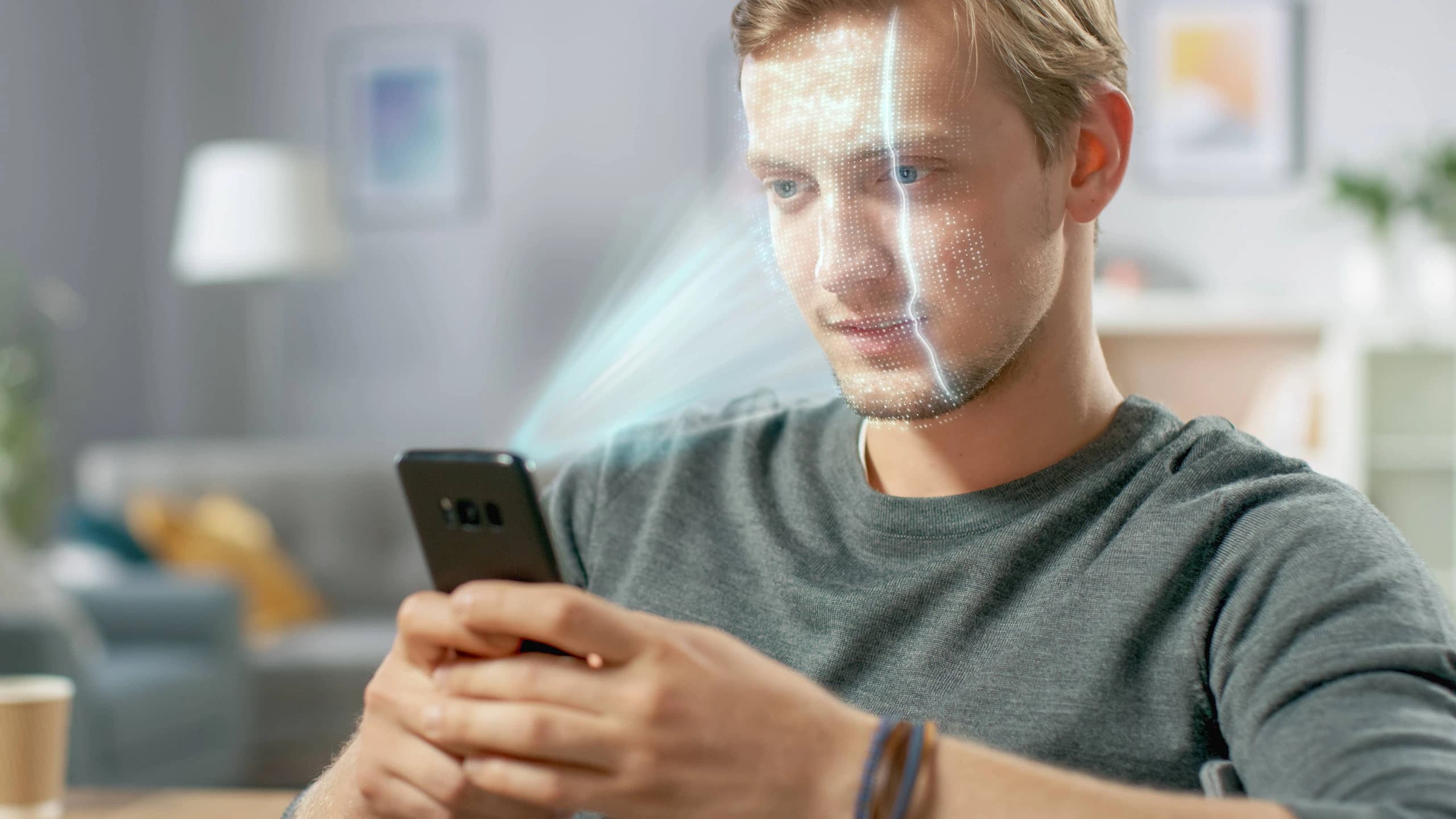 Person using mobile vitals scanning on smartphone